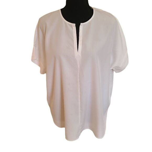 Eileen Fisher Womens White Tencel Short Sleeve Box Top Small - Picture 3 of 14